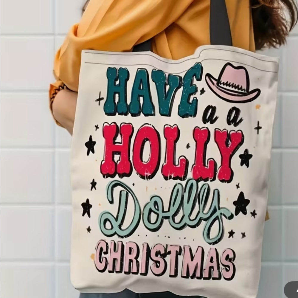 Holly Dolly Christmas Tote Bag - Picture 5 of 5